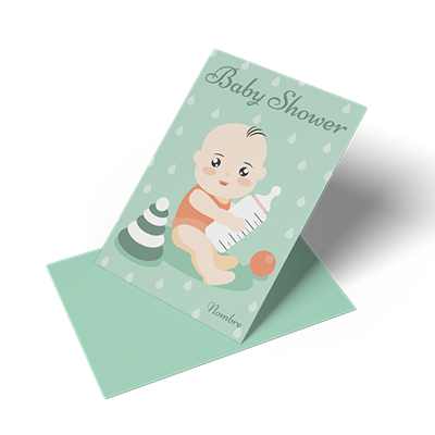 Tarjeton Personalizable Baby Shower Verde