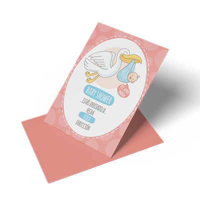 Tarjeton Personalizable Baby Shower Rosa
