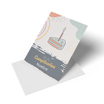 Tarjeton Personalizable de Cumpleaños Pastel